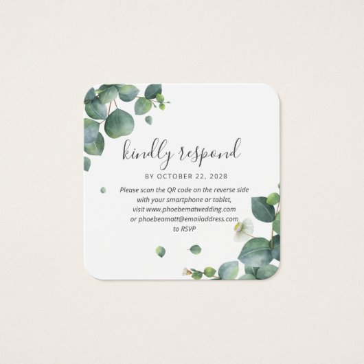 Carte RSVP Eucalyptus Greenery Mariage QR Code (Devant)