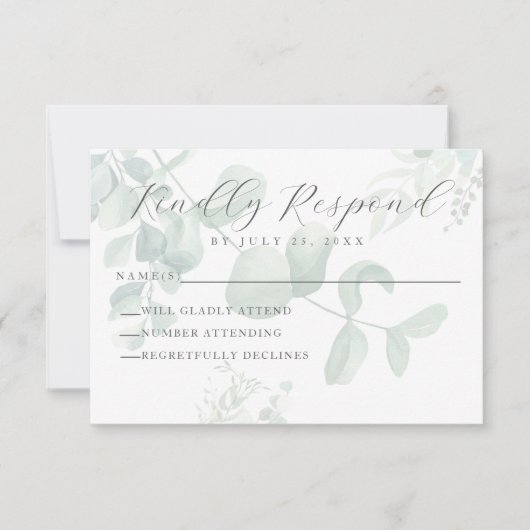 Carte RSVP Eucalyptus Greenery Wedding (Devant)