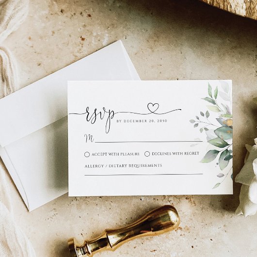 Carte RSVP Eucalyptus Leaf Greenery Wedding