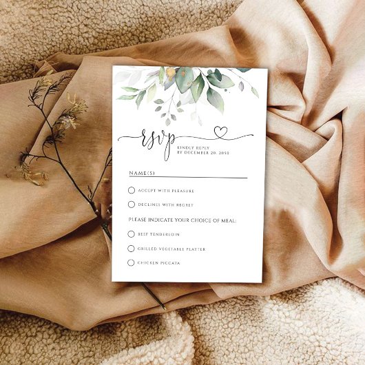 Carte RSVP Eucalyptus Leaf Greenery Wedding
