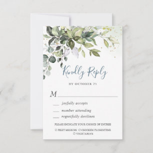 Carte RSVP Eucalyptus Watercolor Greenery Wedding