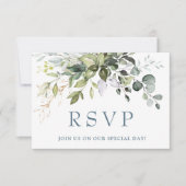 Carte RSVP Eucalyptus Watercolor Greenery Wedding (Devant)