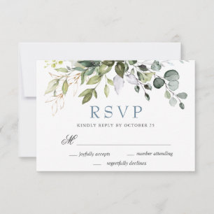 Carte RSVP Eucalyptus Watercolor Greenery Wedding