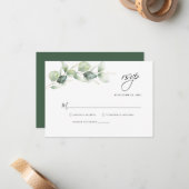 Carte RSVP Eucalyptus Watercolor Greenery Wedding (Devant/Arrière en situation)