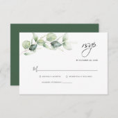 Carte RSVP Eucalyptus Watercolor Greenery Wedding (Devant / Derrière)