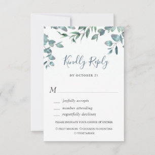 Carte RSVP Eucalyptus Watercolor Greenery Wedding