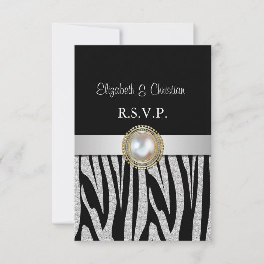 Carte RSVP Exotic Silver Zebra (Devant)