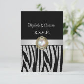 Carte RSVP Exotic Silver Zebra (Debout devant)