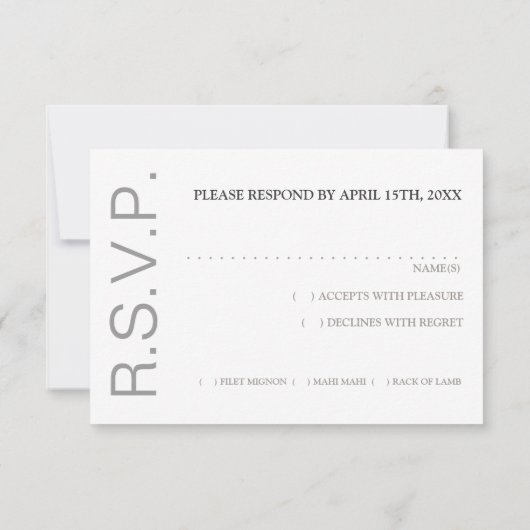 Carte RSVP Exotic Silver Zebra (Dos)