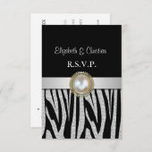 Carte RSVP Exotic Silver Zebra (Devant / Derrière)