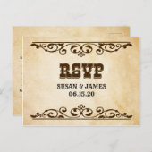 Carte RSVP Faire-part de mariage à thème occidenta (Devant / Derrière)