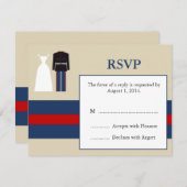 Carte RSVP Faire-part de mariage maritime (Devant / Derrière)
