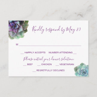 Carte RSVP Faire-part de mariage pour les succulen