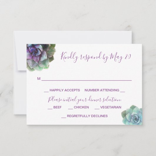 Carte RSVP Faire-part de mariage pour les succulen (Devant)