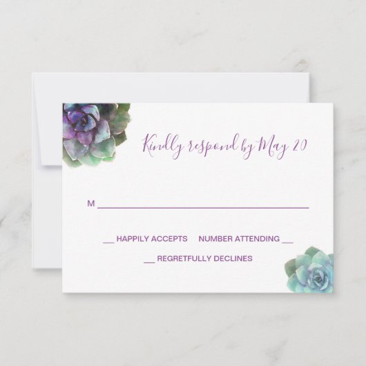 Carte RSVP Faire-part de mariage pour les succulen (Devant)