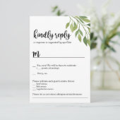 Carte RSVP faire-part de mariage verte botanique (Debout devant)