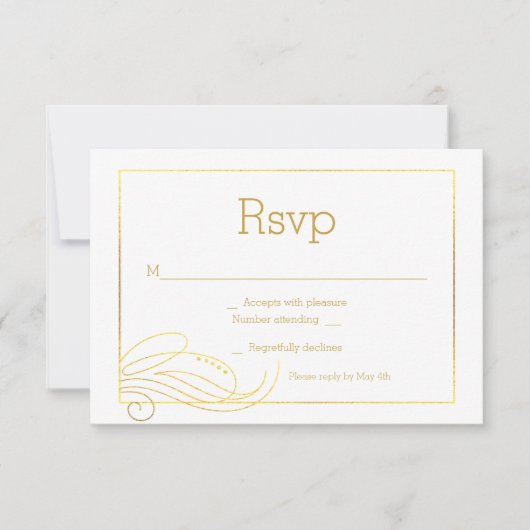 Carte Rsvp Faux Gold élégant (Devant)