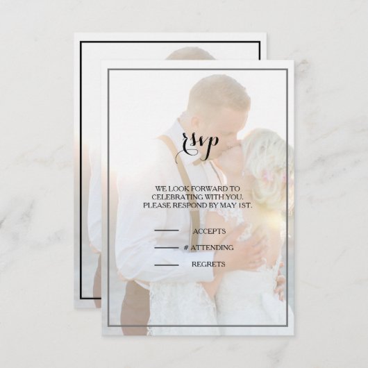 Carte Rsvp Faux Vellum Elégante Moderne (Devant / Derrière)