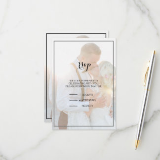 Carte Rsvp Faux Vellum Elégante Moderne