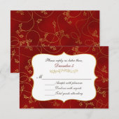 Carte RSVP Festive Red and Gold Holiday (Devant / Derrière)