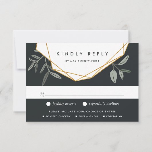 Carte RSVP feuille d'olive avec choix d'arbre (Devant)