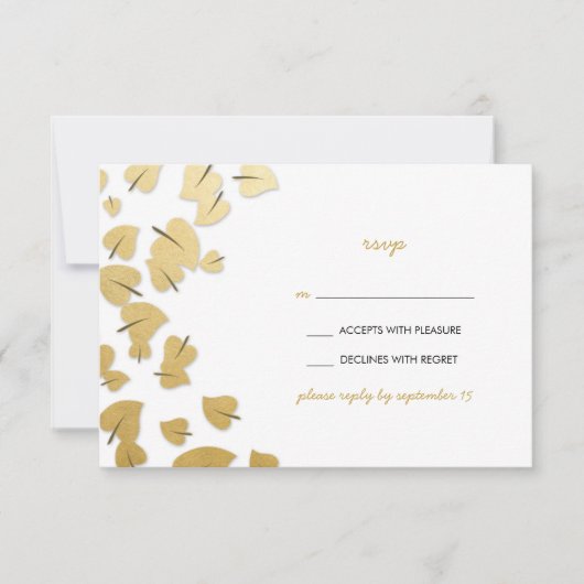 Carte RSVP Feuille Gold Foil (Devant)