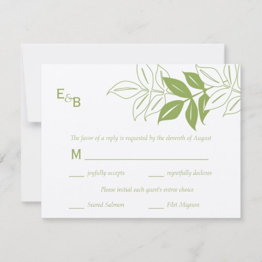 Carte RSVP Feuille moderne - Celery (Devant)
