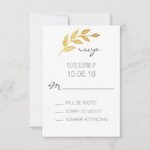 Carte RSVP feuille or Laurel (Devant)