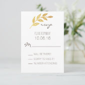 Carte RSVP feuille or Laurel (Debout devant)