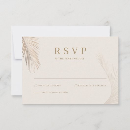 Carte RSVP Feuille Palm moderne simple (Devant)
