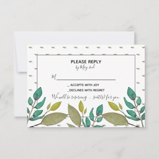 Carte RSVP Feuille verte (Devant)