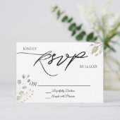 Carte RSVP Feuille verte en or (Debout devant)