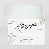Carte RSVP Feuille verte en or (Devant / Derrière)