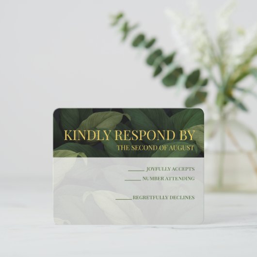 Carte RSVP Feuilles vert foncé (Debout devant)