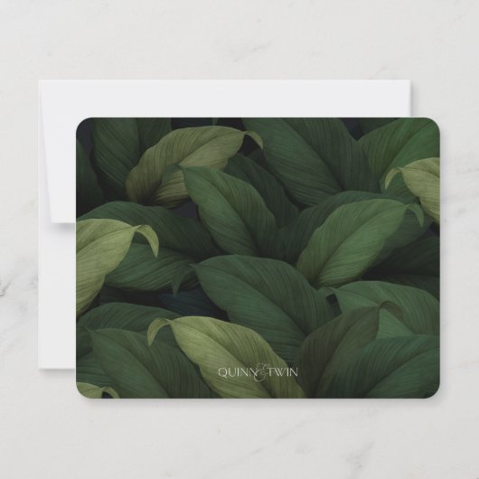 Carte RSVP Feuilles vert foncé (Dos)