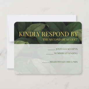 Carte RSVP Feuilles vert foncé