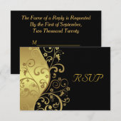 Carte RSVP - Flèches noires et or (Devant / Derrière)