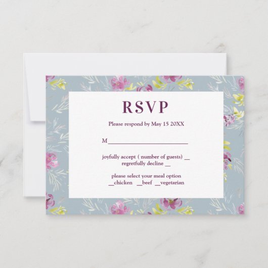 Carte RSVP fleur aquarelle violette moderne Sage  (Devant)