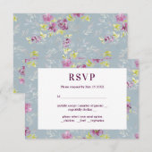 Carte RSVP fleur aquarelle violette moderne Sage  (Devant / Derrière)