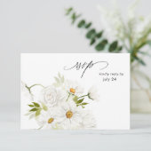Carte RSVP Fleur Blanche Daisy avec Repas 4 (Debout devant)
