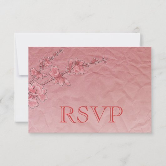 Carte RSVP Fleur de Cerisier Rose (Devant)