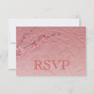Carte RSVP Fleur de Cerisier Rose