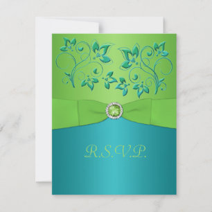 Carte RSVP Fleur de chaux, Turquoise RIBBON IMPRIM