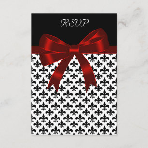 Carte RSVP Fleur De Lis Rouge Bow