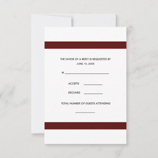 Carte RSVP Fleur De Lis Rouge Bow (Dos)