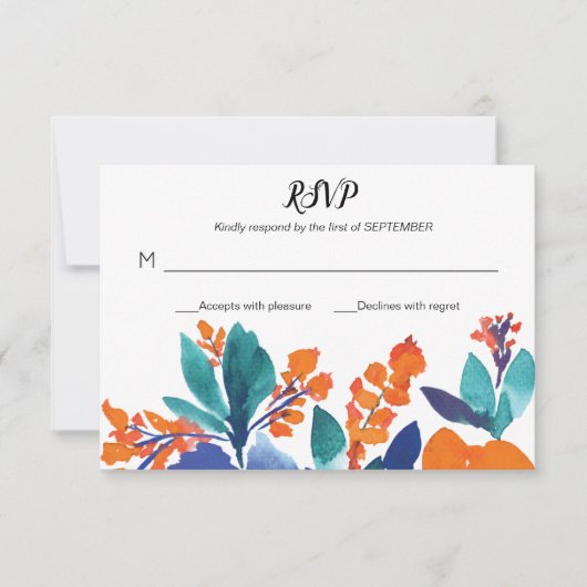 Carte RSVP Fleur Fleur Vibrante (Devant)
