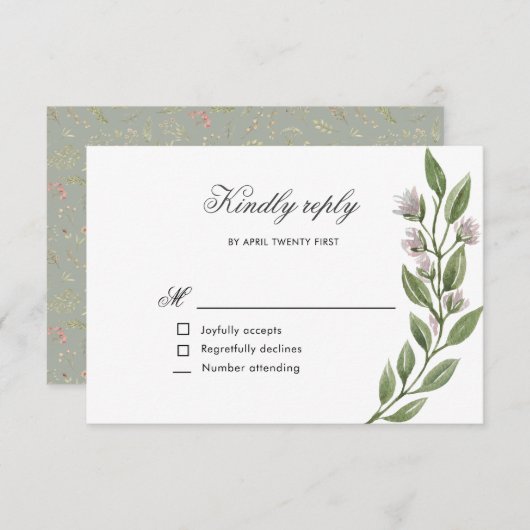 Carte RSVP Fleur Forêt Magique (Devant / Derrière)