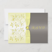 Carte RSVP Fleur Gris Jaune RIBBON IMPRIMÉE (Devant)