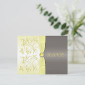 Carte RSVP Fleur Gris Jaune RIBBON IMPRIMÉE (Debout devant)