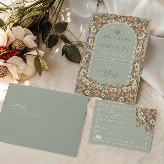 Carte RSVP Fleur Orné